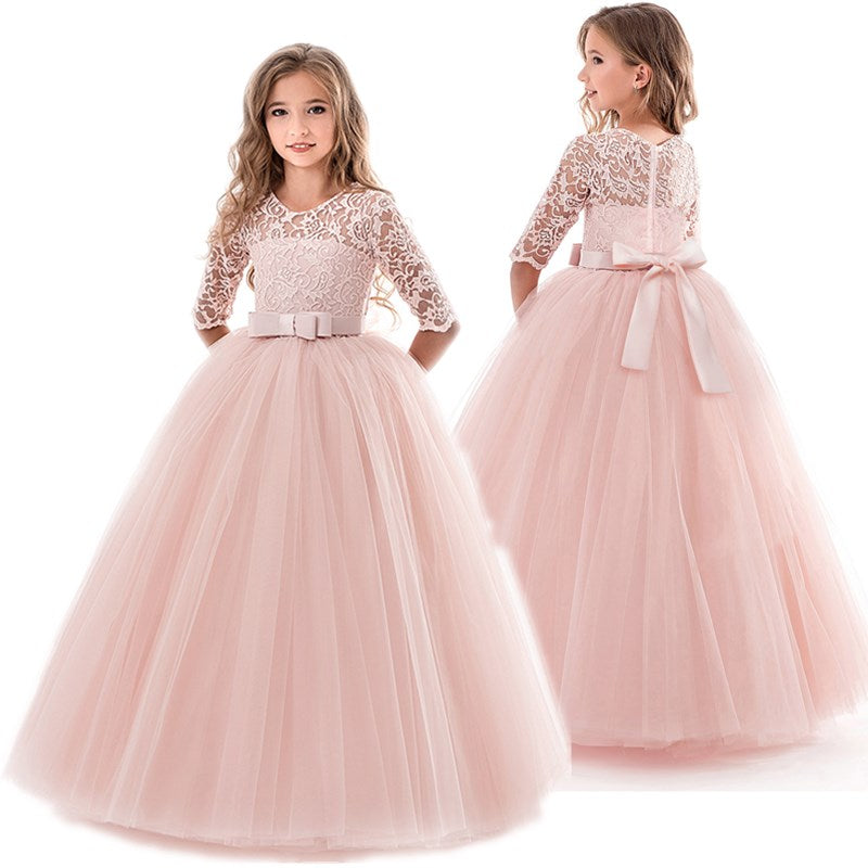 Long Tulle Elegant Princess Girls Party Dress
