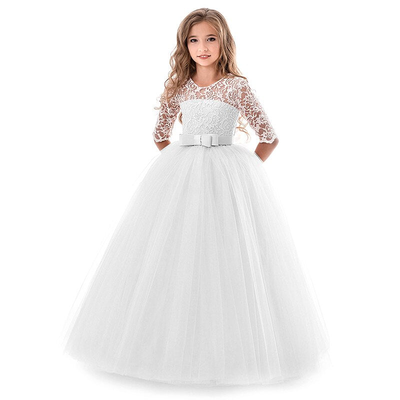 Long Tulle Elegant Princess Girls Party Dress
