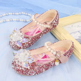 Disney Princess Frozen Elsa Girl's Soft Sole Crystal Pearly Shiny Shoes