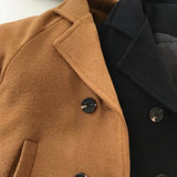 Kids Woolen Double-breasted Lapel  Trench Coat