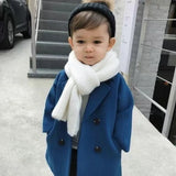 Kids Woolen Double-breasted Lapel  Trench Coat