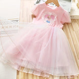 Elsa Frozen Cartoon Fashion Short Sleeve Party Dress