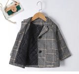 Kids Woolen Double-breasted Lapel  Trench Coat