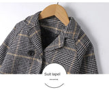 Kids Woolen Double-breasted Lapel  Trench Coat