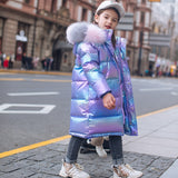 Girls Shiny Hooded Jacket Waterproof Parka  Coat 5-14 Year