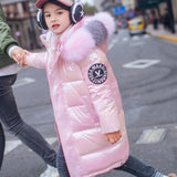 Girls Shiny Hooded Jacket Waterproof Parka  Coat 5-14 Year