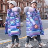 Girls Shiny Hooded Jacket Waterproof Parka  Coat 5-14 Year