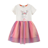 Girls Rainbow Princess Animal Pattern Party Dress