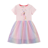 Girls Rainbow Princess Animal Pattern Party Dress
