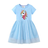 Girls Rainbow Princess Animal Pattern Party Dress