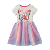 Girls Rainbow Princess Animal Pattern Party Dress