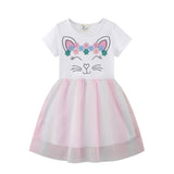 Girls Rainbow Princess Animal Pattern Party Dress