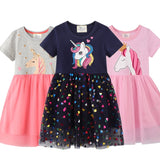 Girls Rainbow Princess Animal Pattern Party Dress
