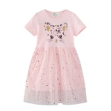 Girls Rainbow Princess Animal Pattern Party Dress