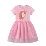 Girls Rainbow Princess Animal Pattern Party Dress