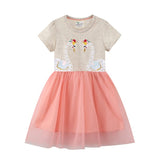Girls Rainbow Princess Animal Pattern Party Dress