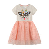 Girls Rainbow Princess Animal Pattern Party Dress